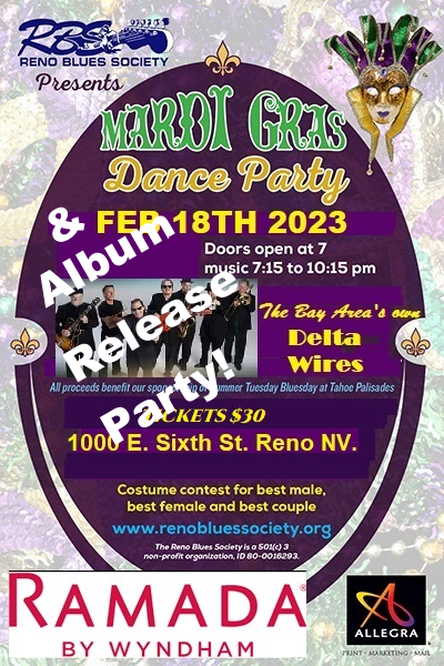Reno Blues Society - Mardi Gras Dance Feb 18th 2023